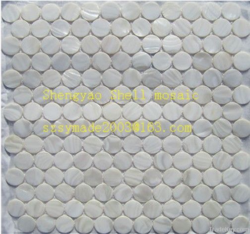 white river shell round mosaice tile