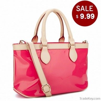 PU leather Colorful lady handbag Red