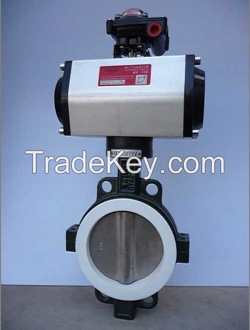 Pneumatic Actuator Operated Wafer Type Butterfly Valve
