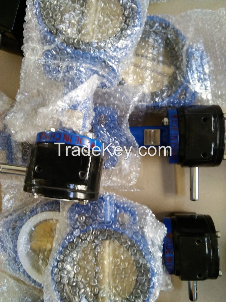 PTFE PFA Full Lined Wafer Type Butterfly Valve/Corrosion Resistant Butterfly Valve with gear box