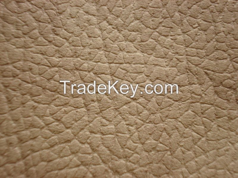 Embossed Suede Polyester Leather Fabric with Brushed Back