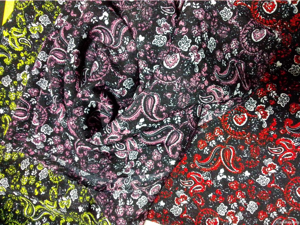 100% polyester abaya wool chiffon printed fabric