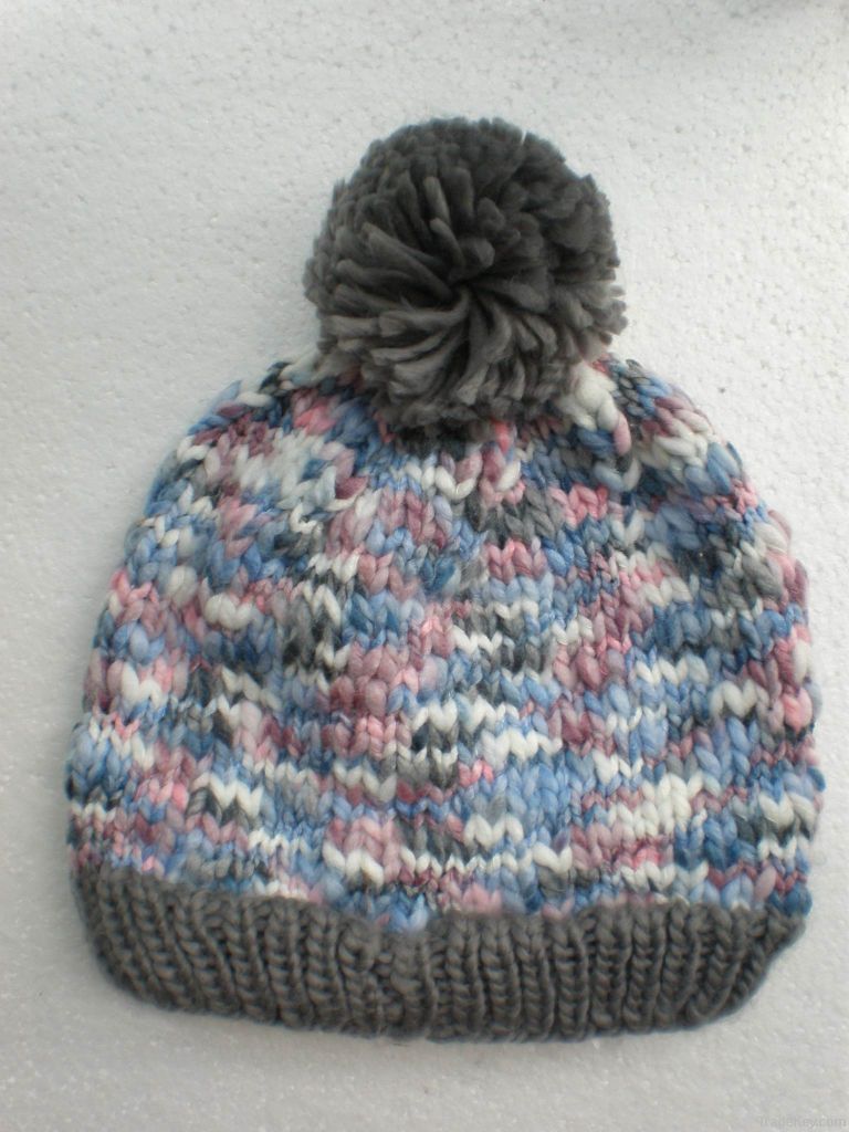 space dye knitted hat ;mitten