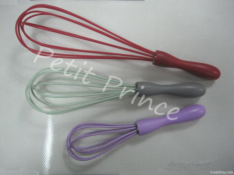 silicone egg whisk with S/S handle or plastic handle