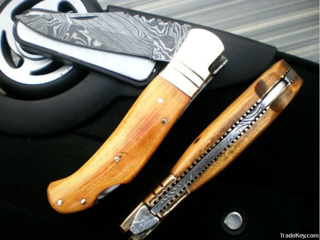 CUSTOM Made Folding Damascus Knife