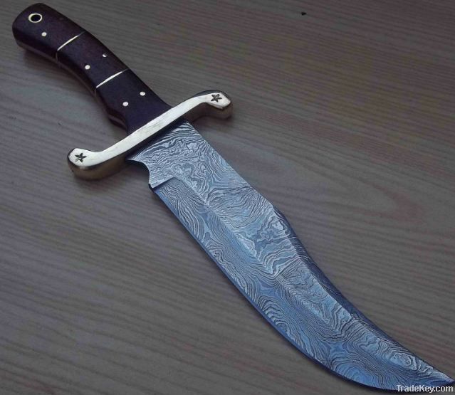 Damascus Hand made Carbon Steel fixed knife with with handle animal bo