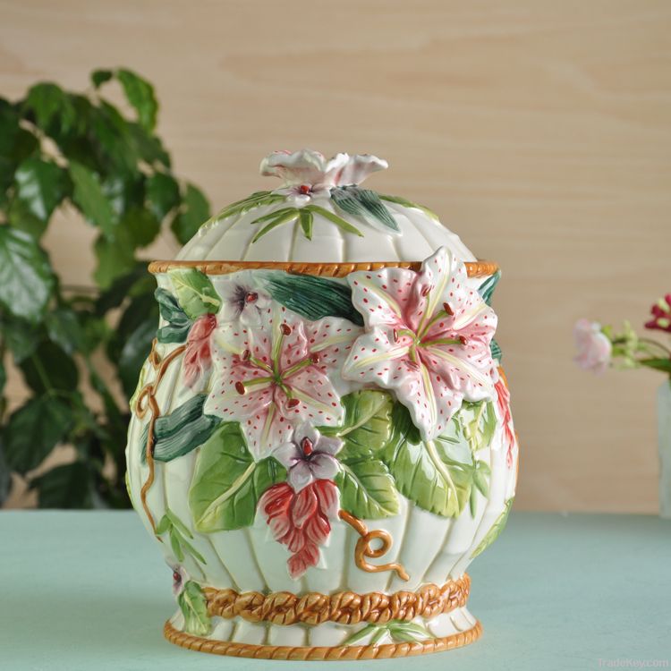 flower cookie jar