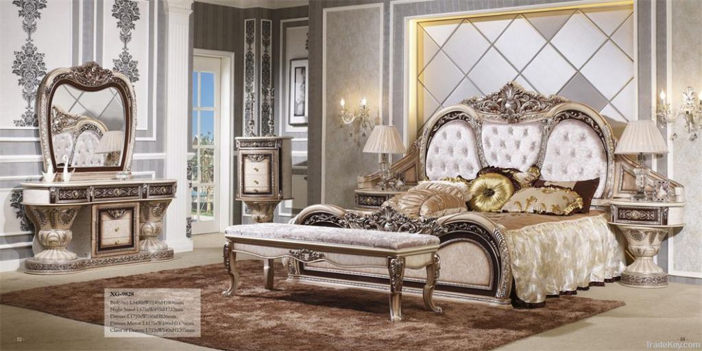 European luxury 7pcs bedroom furniture sets