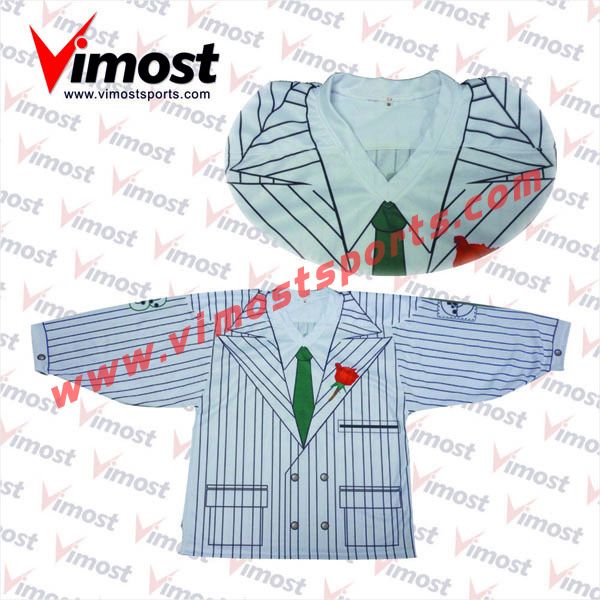 100%polyester white business suit style hockey jersey