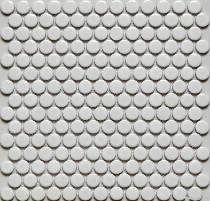 Penny Round White Ceramic Mosaic Tile