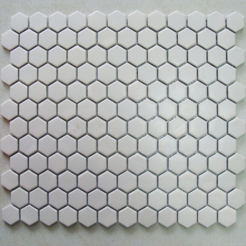 Matt White Hexagon Ceramic Mosaic Tile