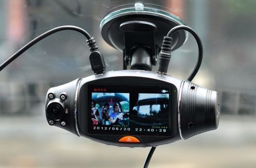 2.7" LCD Vehicle Camera Rotating Dual Lens Dashboard Recorder HD Car DVR GPS  SC310