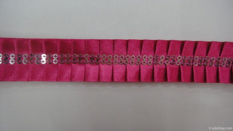High quality beaded paillette ribbon lace