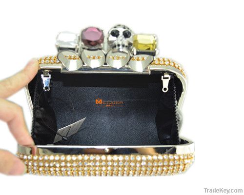 Top-quality New PU Fashion 4 Ring Knuckle Skull Clutch Bags
