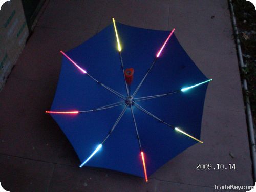 19"*8K fashion black led light kids straight advertising umbrella