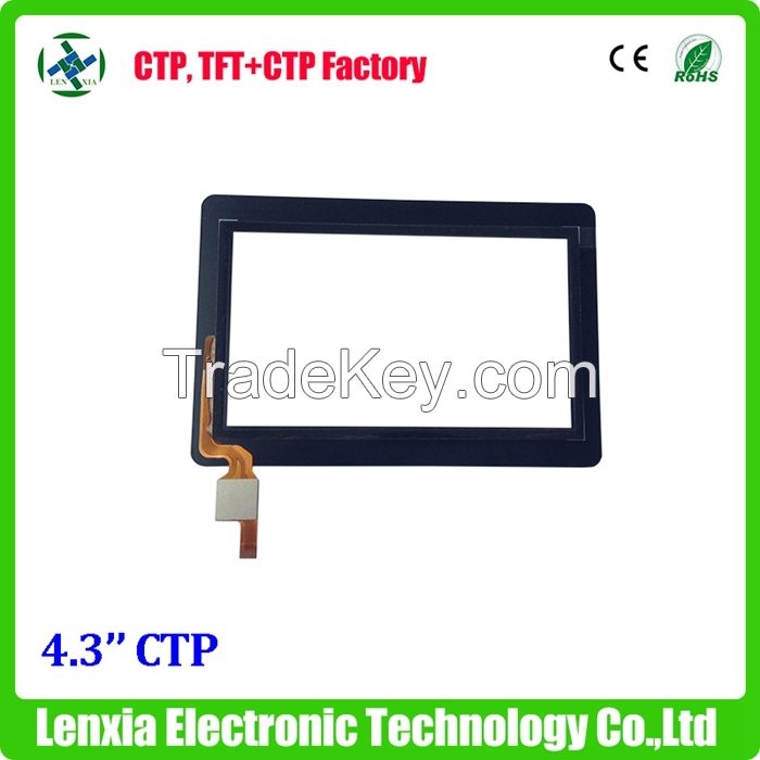 china factory 4.3 inch capacitive touch screen panel with cover glass
