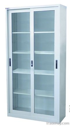 Steel Cabinet with Glass Sliding Doors, 2 Glass Sliding Doors Cabinet