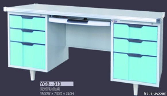 Steel Office Desk, Lab Table, Computer Desk with Double Cabinets
