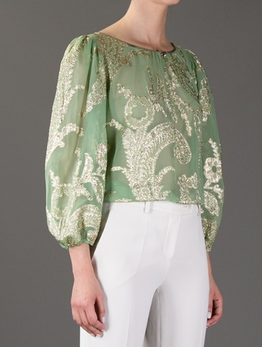 Light green silk blend blouse