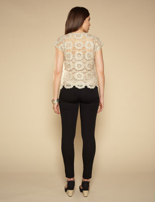 women Machine Lace Sequin Top