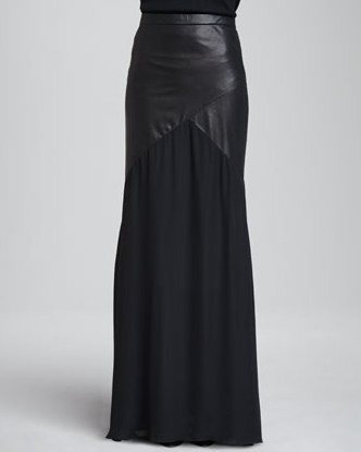 Cheyleigh Leather-Top Maxi Skirt