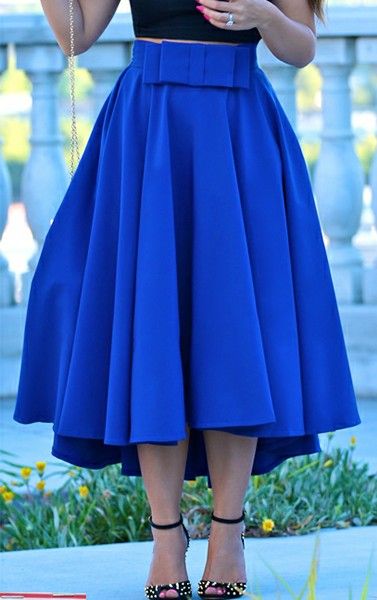 Fashion butterfly knots high low flare skirt