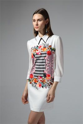 Latest new printed baroque ladies career dress 