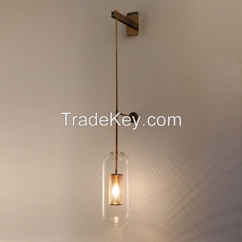 Hotel Project Gold Modern Glass Wall Sconces Light, Wall Lamp For Lobby, Bathroom, Corridor