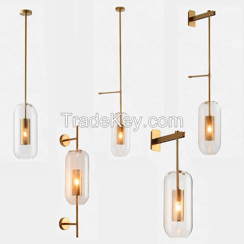 Hotel Project Gold Modern Glass Wall Sconces Light, Wall Lamp For Lobby, Bathroom, Corridor