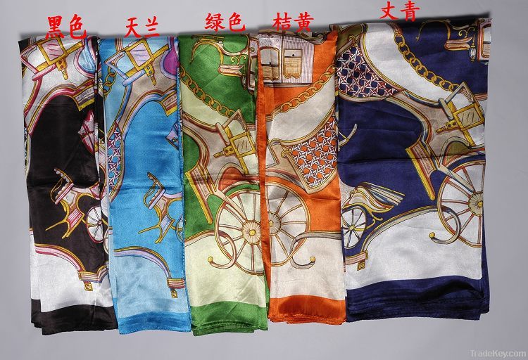 ladies fashion leapard print imitate silk big square wholesale scarf