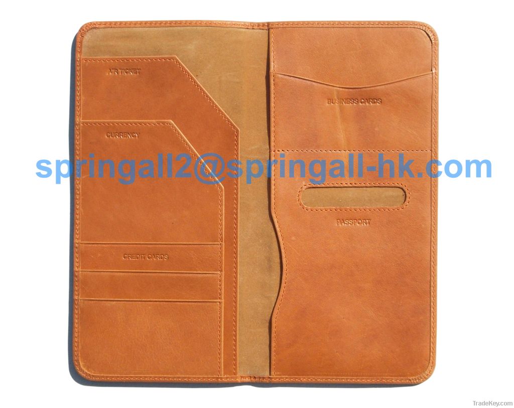 Genuine Leather Travel Wallet with Passport Holder, Credit card holder
