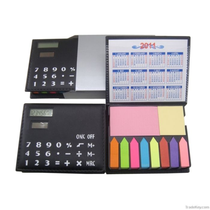 Calendar Memo Holder with Calculator, Colorful Sticky Memo