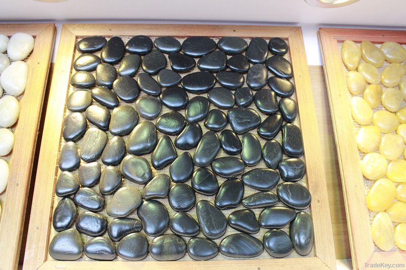 black pebble stone tile, decorative tile