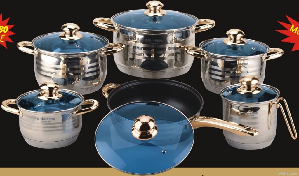 7layers 12pcs stainless steel cookware set
