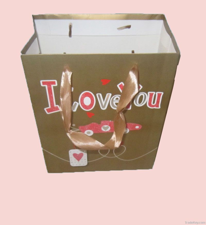 romantic wedding gift bag for sale, with ribbon bow and handle