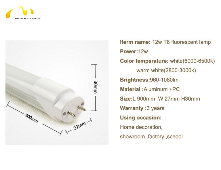 LED 12w T8 fluorescent lamp 