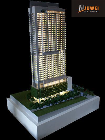 1:100 scale model making, commercial tower building model