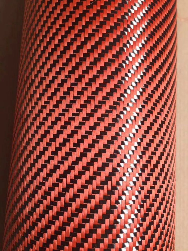 3k 200g red and black kevlar and carbon fiber cloth