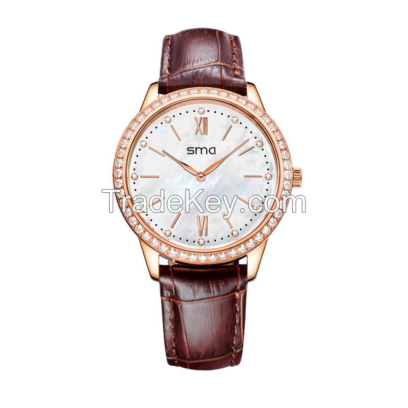 SMA Star Sign Italian leather strap bluetooth watch(Rose Gold)