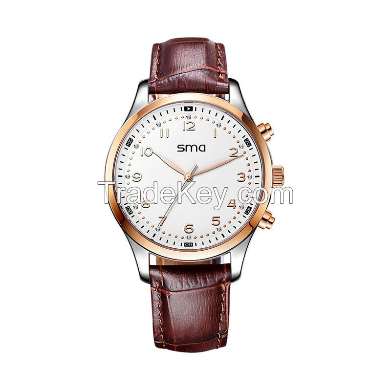 SMA Star Sign Leather Strap Smart Watch (Rose Gold)