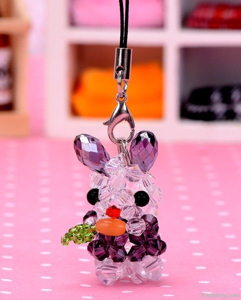 cute 4 mm tip bead turnip rabbit key ring promotional gifts