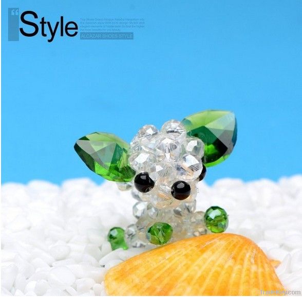 cute 6MM flat bead crystal chihuahua key chain wholesale