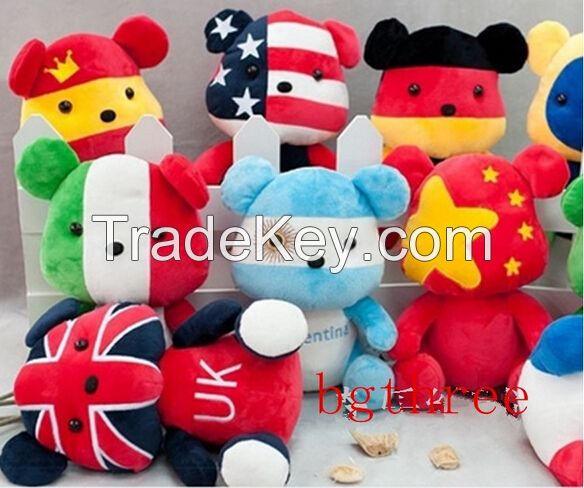 Teddy bear plush toys flag 2014 Brazilian World Cup mascot machine dollrld Cup mascot machine doll