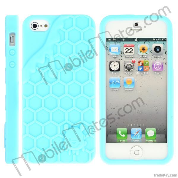 Honeycomb Soft Silicone Case Cover for iPhone 5 (Blue)