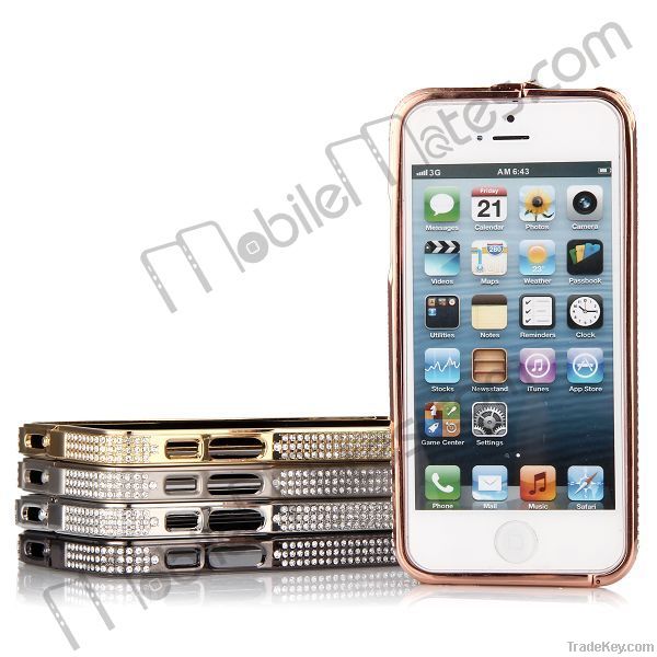 Shining Electroplating Alloy Diamante Diamond Frame Bumper Case for iP