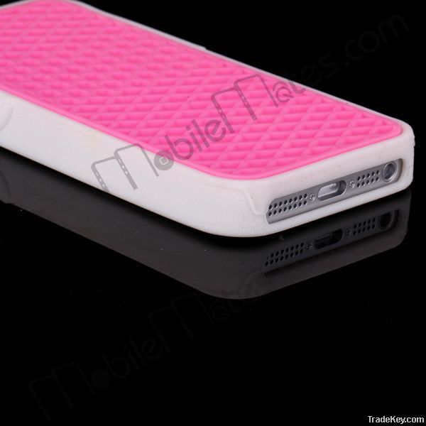 Brand Waffle Sole Silicone Case For iPhone 5 With White Edge