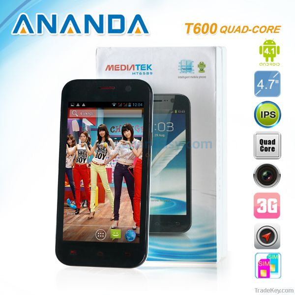 4.7inch MTK6589 Quad Core Android 4.1 3G Dual SIM Smart Phone