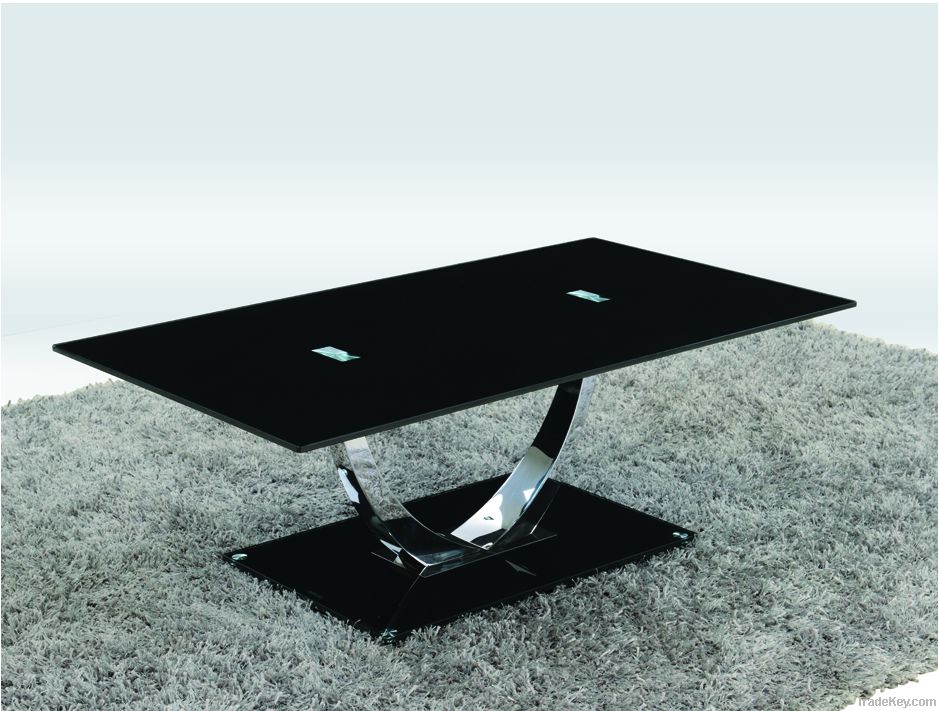 Modern black painting glass coffee table