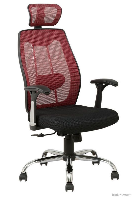 High back adjustable swivel mesh chair with headrest