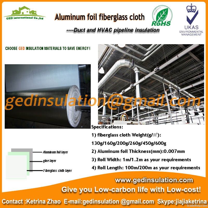 fireplace insulation material aluminum foil fiberglass cloth